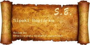Sipeki Boglárka névjegykártya